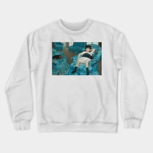 Little Girl in a Blue Armchair by Mary Cassatt Crewneck Sweatshirt